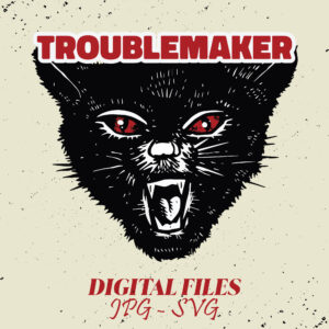 Troublemaker - Angry Black Cat JPG/SVG Graphic