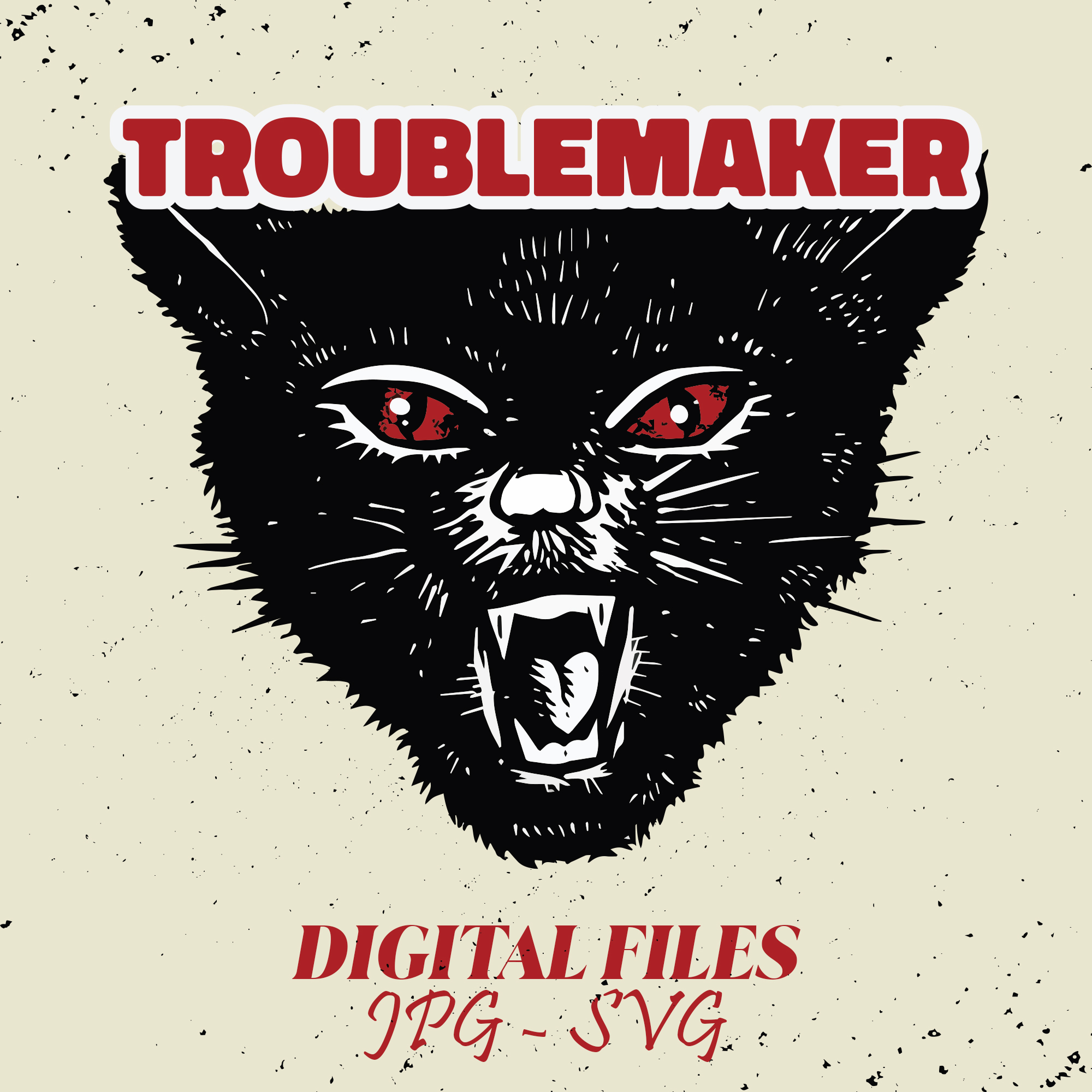 Troublemaker - Angry Black Cat JPG/SVG Graphic